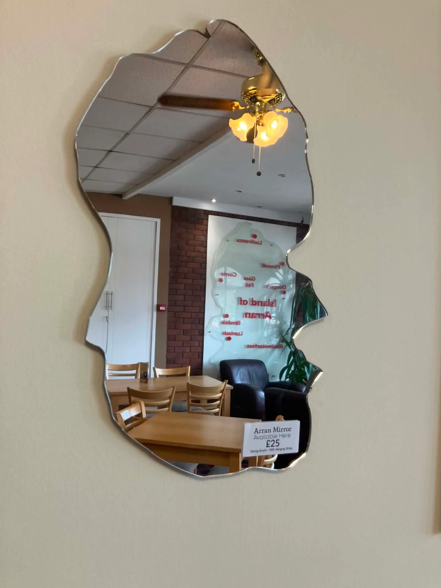 The Arran Mirror is a popular gift item at Copperwheats Coffee House